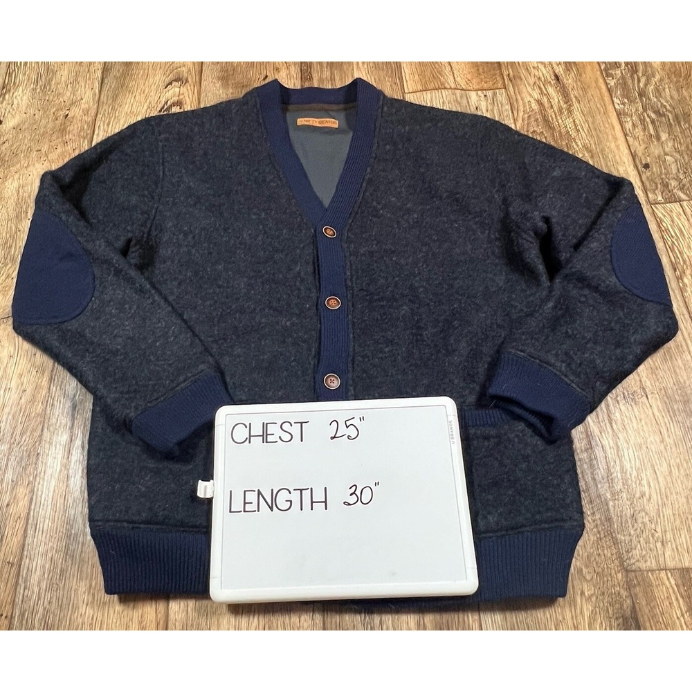 Nifty Genius Cardigan Mens XL Navy Blue Polyester Wool Blend - Picture 5 of 5